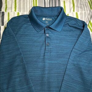 Haggar Men's Blue Polo Long Sleeve Polo Shirt